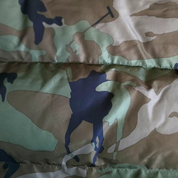 NEW $498 Polo Ralph Lauren Puffer Jacket! M  Camo Down Coat  Orange Polo Player - Picture 5 of 6